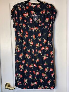 Camaïeu Floral Summer Dress With Pockets Black Lightweight Casual Dress M